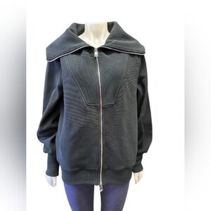 Varley “ELLS JACKET” EUC Ribbed Zip Up Turtleneck Sweater Black Size Medium